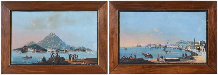 Neapolitan School, Pair of Italian Port Scenes