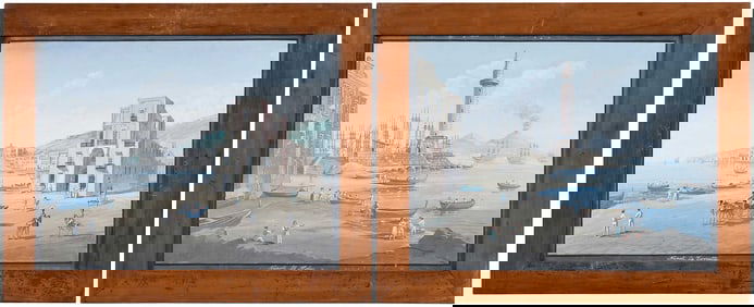 Neapolitan School, Pair of Italian Port Scenes