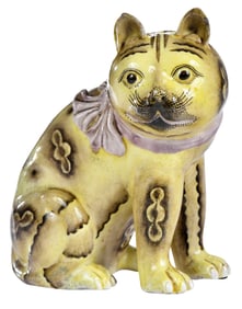 Chinese Export Yellow Glaze Ceramic Cat