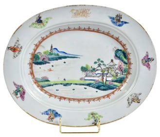 Chinese Export Enameled Porcelain Oval Platter, Governor DeWitt Clinton