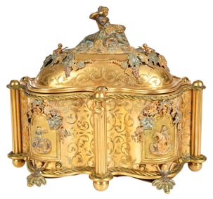 Victorian Gilt and Patinated Bronze Jewelry Casket