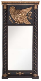 Impressive Classical Eagle Carved Gilt and Ebonized Pier Mirror