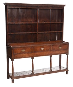 Welsh Oak Dresser with Rack in Rich Brown Color