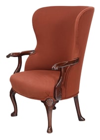 George II Shell Carved Walnut Barrel Back Easy Chair