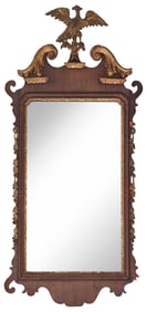 Chippendale Mahogany and Parcel Gilt Eagle Figural Mirror