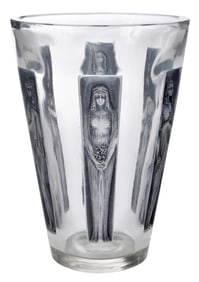 Rene Lalique Six Figurines Glass Vase