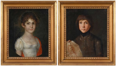Pair of French School Portraits, Young Adults