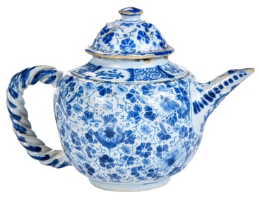 Dutch Delft Blue and White Teapot