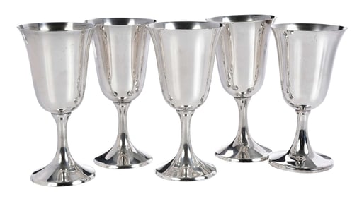 Ten Sterling and One Silver Plate Goblets