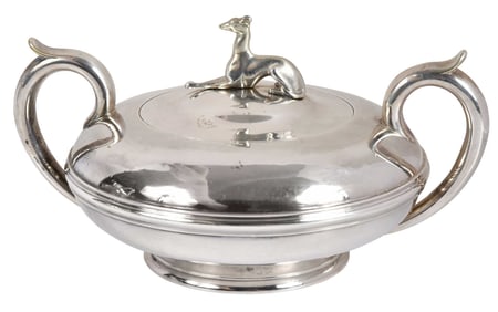 Boston Coin Silver Covered Sugar with Whippet Finial