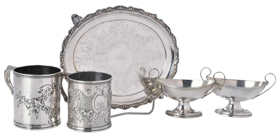 Five Pieces New York Coin Silver Hollowware, William Gale & Son