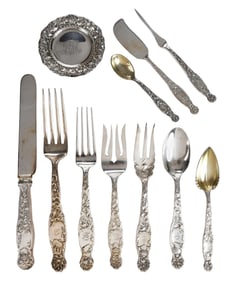 Whiting Heraldic Sterling Flatware, 146 Pieces