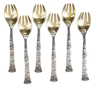 Set of Twelve Tiffany Vine Sterling Ice Cream Forks