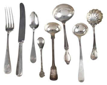 Sterling, Coin and Silver Plate Flatware, 55 Pieces