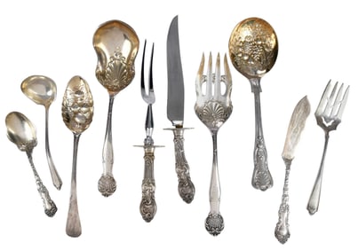 Ten Pieces Assorted Silver Flatware