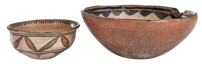 Two Early Pueblo Dough Bowls