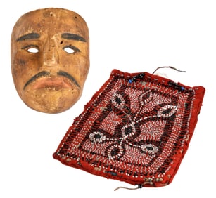 Nez Perce Flat bag and Mexican Mask