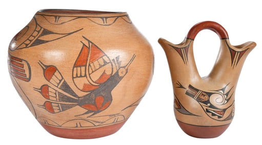 Kathy Pino Polychrome Zia Olla and Wedding Vase