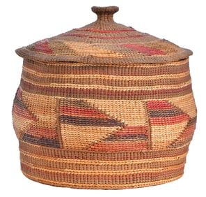 Northwest Coast Polychrome Lidded Basket