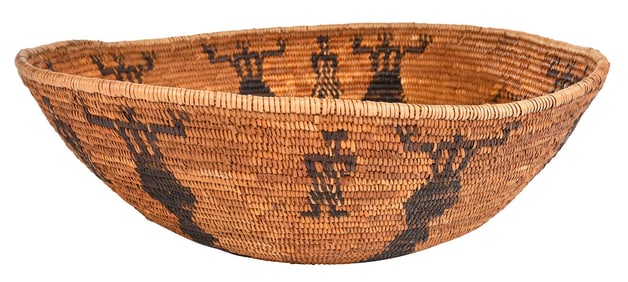 Large Polychrome Mission Basket Bowl