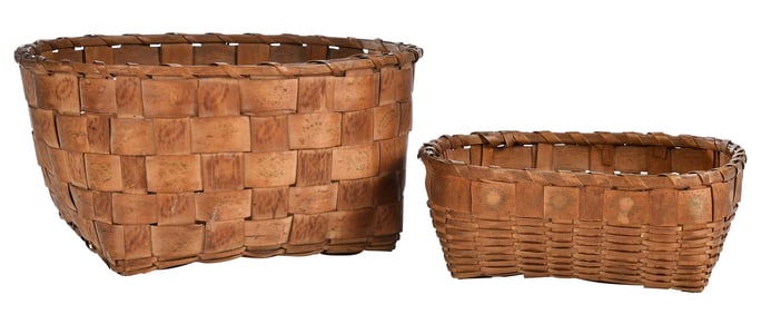 Two Northern Woodlands Potato Stamp Baskets