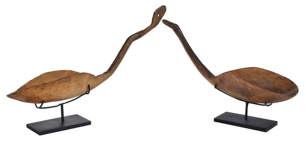 Two Sioux Figural Horn Ladles