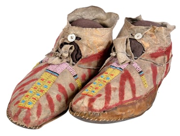 Plains Beaded and Painted Men's Moccasins