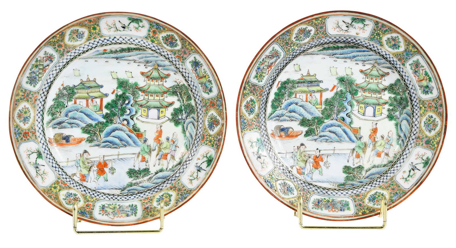 Pair of Chinese Export Famille Verte Porcelain Plates