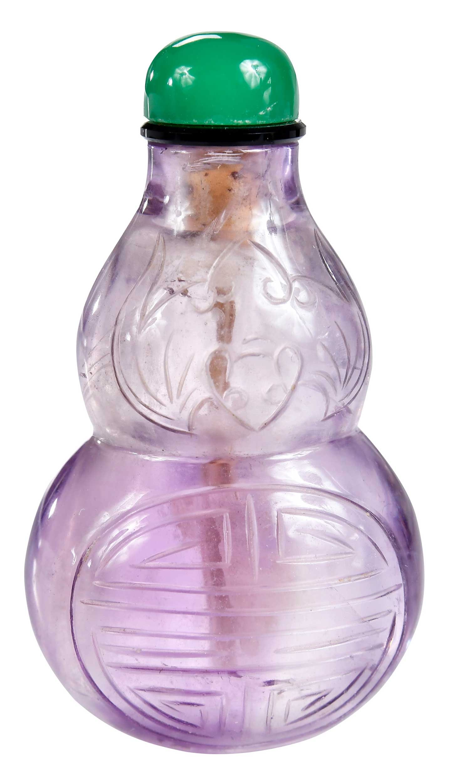 Chinese Carved Amethyst Double Gourd Snuff Bottle