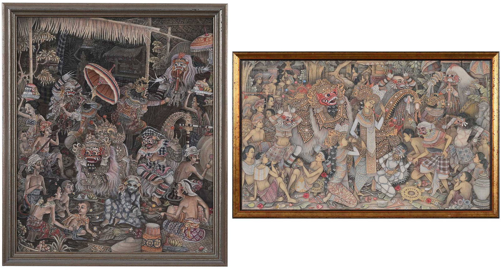Two Framed Balinese Batuan School Paintings