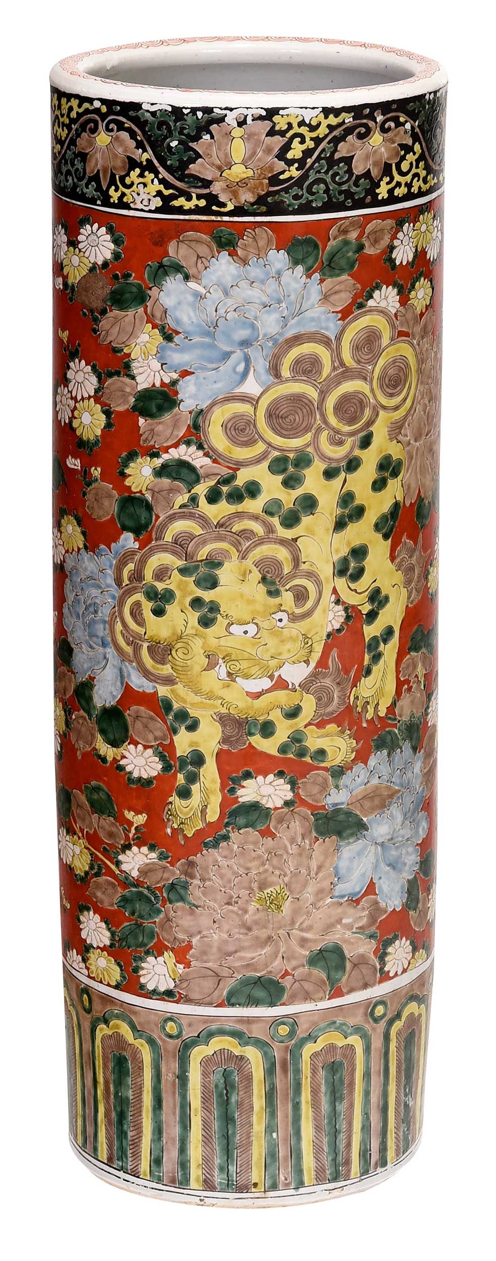 Japanese Export Arita Ware Porcelain Umbrella or Cane Stand