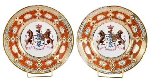 Pair of Coalport Armorial Porcelain Soup Plates