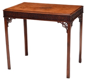 Fine George III Carved Mahogany Blind Fretwork Silver Table