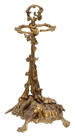 Brass Hunt Motif Figural Umbrella Stand