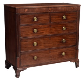 Late George III Shell Inlaid Mahogany Chest of Drawers