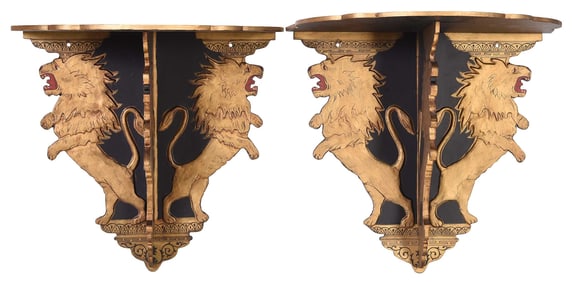 Pair of Anglo Sinhalese Style Reproduction Lion Form Wall Sconces