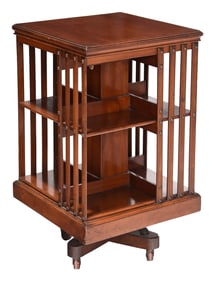 Signed Edwardian Mahogany Revolving Bookcase