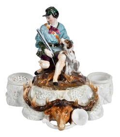 Continental Figural Porcelain Pen and Inkstand