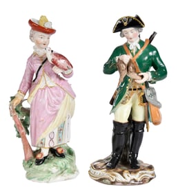 Two Hunting Themed Porcelain Figures, Meissen and Derby