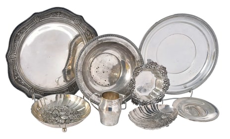 Eight Sterling Table Items