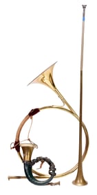 Three 19th Century Brass Hunting Horns