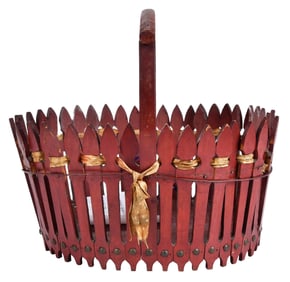 Kentucky Red Painted Shaker Basket, High Museum Provenance