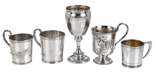 Coin Silver Mugs and Goblet