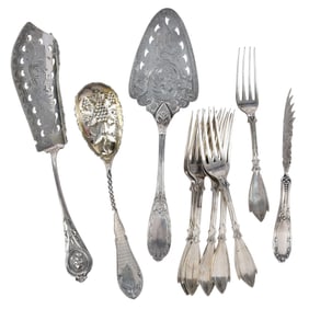 Ten Pieces Albert Cole Coin Silver Flatware