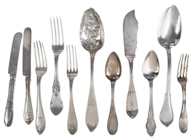 49 Pieces Mostly New York Coin Silver Flatware