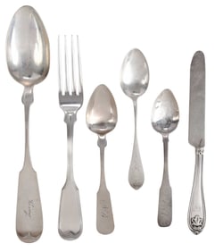 29 Pieces Mostly Rhode Island Coin Silver Flatware, Including Set of Forks