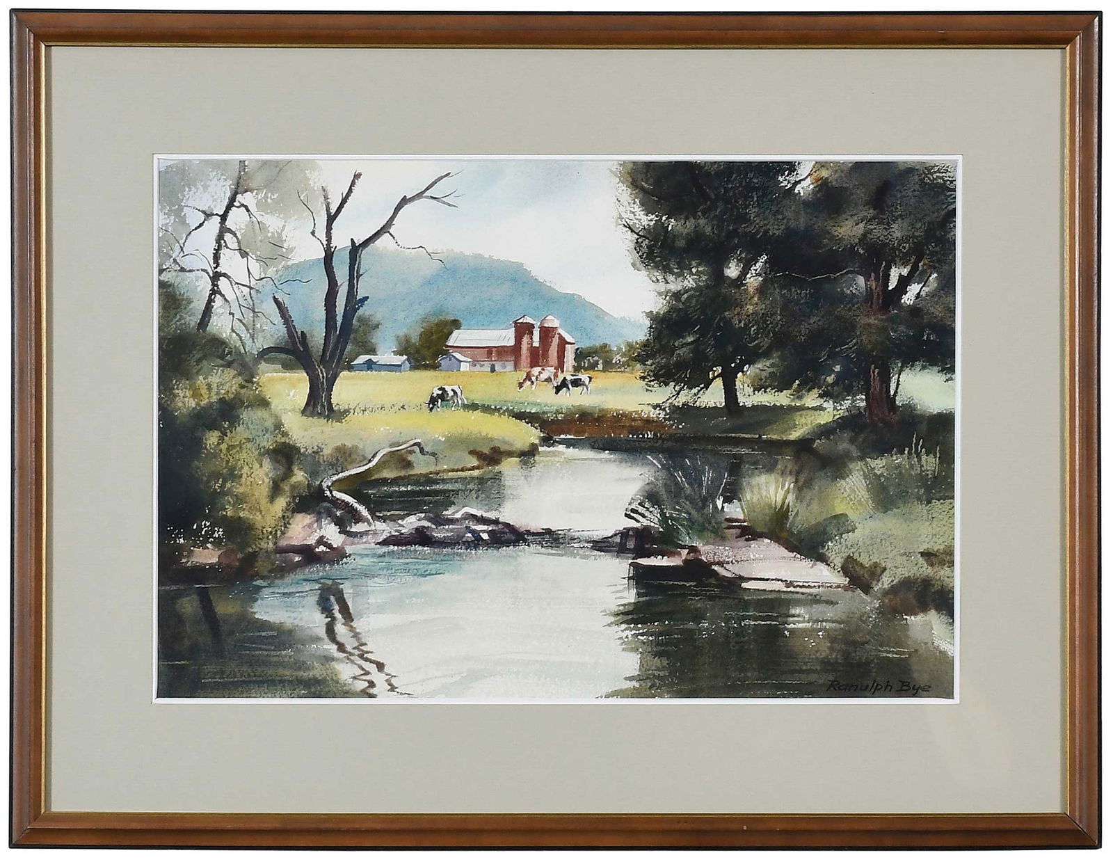 Ranulph (De Bayeux) Bye: (New York/Pennsylvania/New Jersey, 1916-2003) North Jersey Landscape, Spring Valley, Bucks County, 1963, signed lower right "Ranulph Bye", various artist labels verso, watercolor on pap