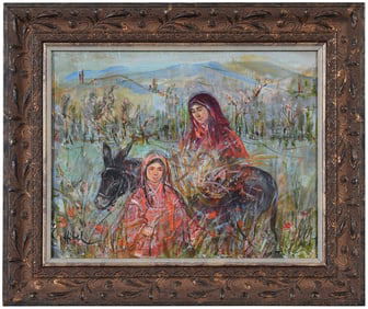 Edna Hibel Plotkin, Two Women in Santorini, Italy