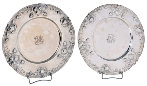 Two Gorham Sterling Strawberry Plates