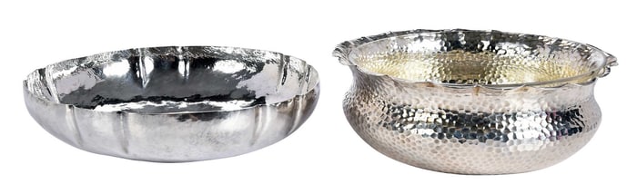 Two Hammered Silver Bowls